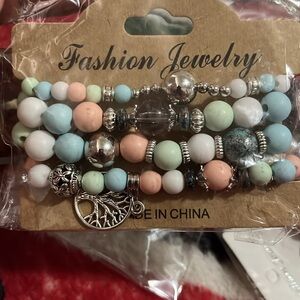 Fashion Jewelry Pastel Charm Bracelet Set